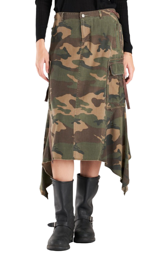 Silk sharkbite skirt in Green Camo – Da-Nang