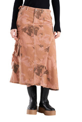 Silk asymmetric skirt in Sand Stone