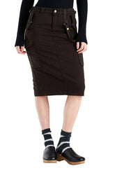 Pencil cargo skirt in Licorice