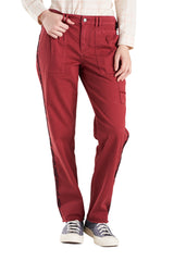 Skinny pants with embroidery in Burgundy