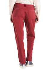 Skinny pants with embroidery in Burgundy