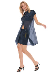 MILITARY SLEEVELESS COVER UP - INDIGO - Da-Nang