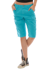 FRAYED MILITARY BERMUDA - TURQUOISE - Da-Nang