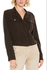 CROP UTILITY JACKET - BLACK OLIVE - Da-Nang
