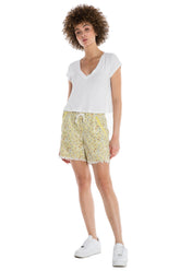 FRAYED UTILITY BERMUDA - YELLOW DITSY FLOWERS - Da-Nang