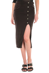 OPEN FRONT MIDI SKIRT - LICORICE - Da-Nang