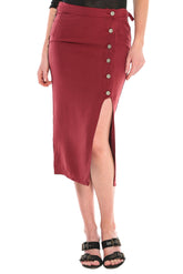 OPEN FRONT MIDI SKIRT - ROSEWOOD - Da-Nang