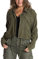 VINTAGE CROP UTILITY JACKET - CLOVER - Da-Nang
