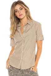 BUTTON UP UTILITY SHORT SLEEVE SHIRT- OXFORD TAN - Da-Nang