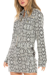 ALPHA CROP JACKET - LIGHT GREY SNAKE - Da-Nang