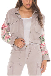 EMBELLISHED CROP UTILITY JACKET - ROCK - Da-Nang