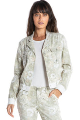 CROP UTILITY JACKET - PASTEL FLOWERS - Da-Nang
