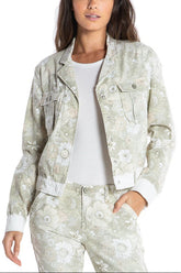 CROP UTILITY JACKET - PASTEL FLOWERS - Da-Nang