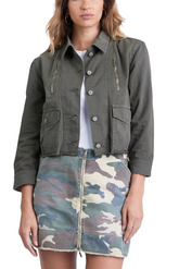 Collared crop jacket in Olive