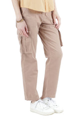 Cargo pants with tape closure pockets in Brown
