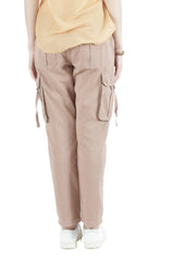 Cargo pants with tape closure pockets in Brown