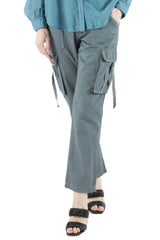 Cargo pants with tape closure pockets in Stormy Blue