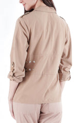 Silk Military Jacket in Brown