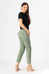 Easy fit pants with Raw Stripes in Myrtle Green