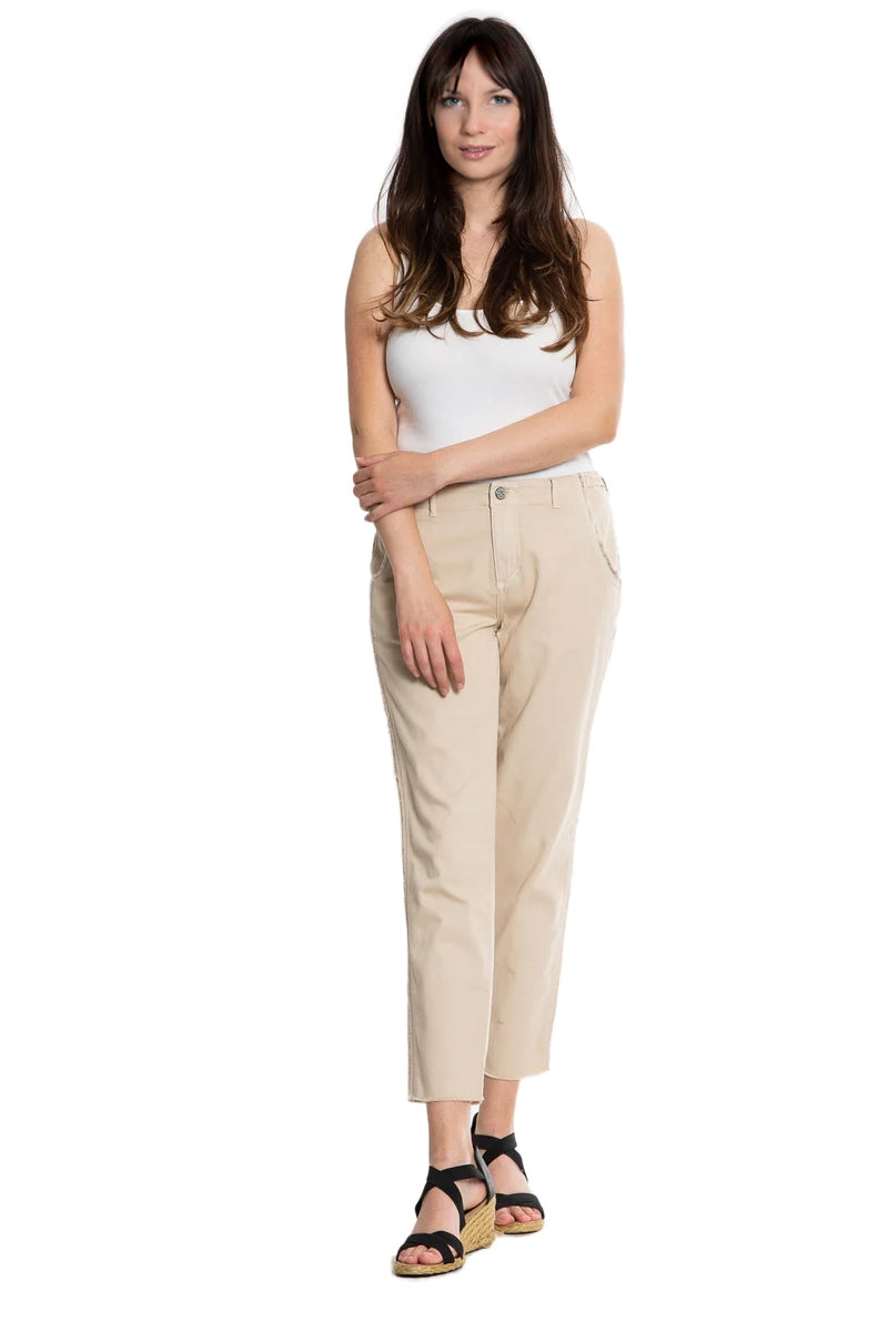 Easy fit pants with Raw Stripes in Tapioca