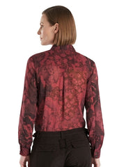 Silk long sleeves blouse in Burgundy