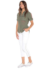 100% Tencel short sleeves shirt in Clover