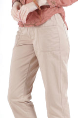 Ankle Slim Pants with patch pockets in Brown