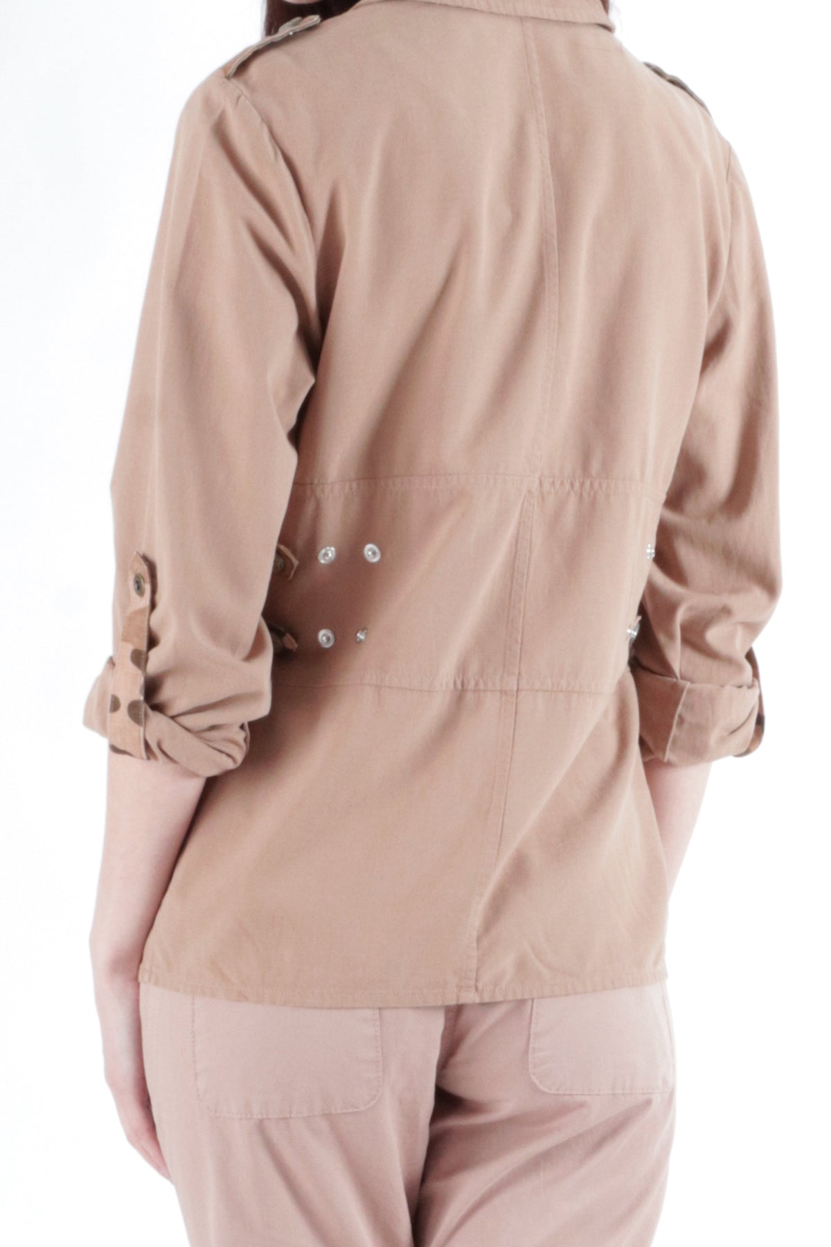 Silk Military Jacket in Brown