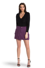 100% Silk mini skirt in Deep Purple