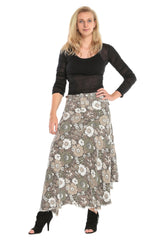 100% Silk asymmetric skirt in Fire Flower