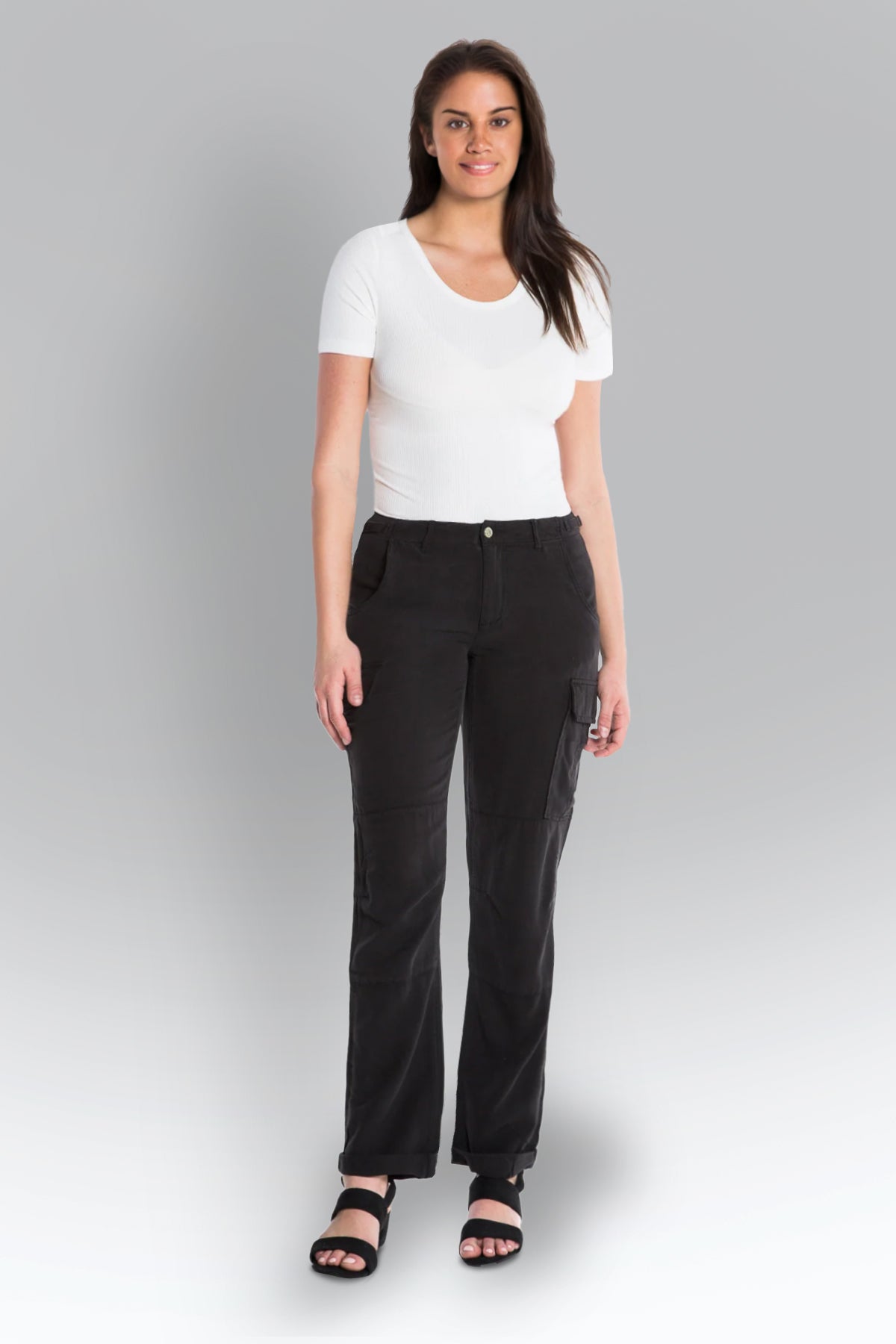 100% Silk relaxed cargo pants in Caviar