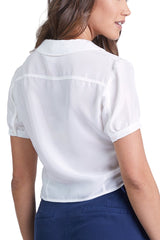 100% Silk Blouse with ruffle in White