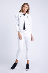 Collared crop jacket in White