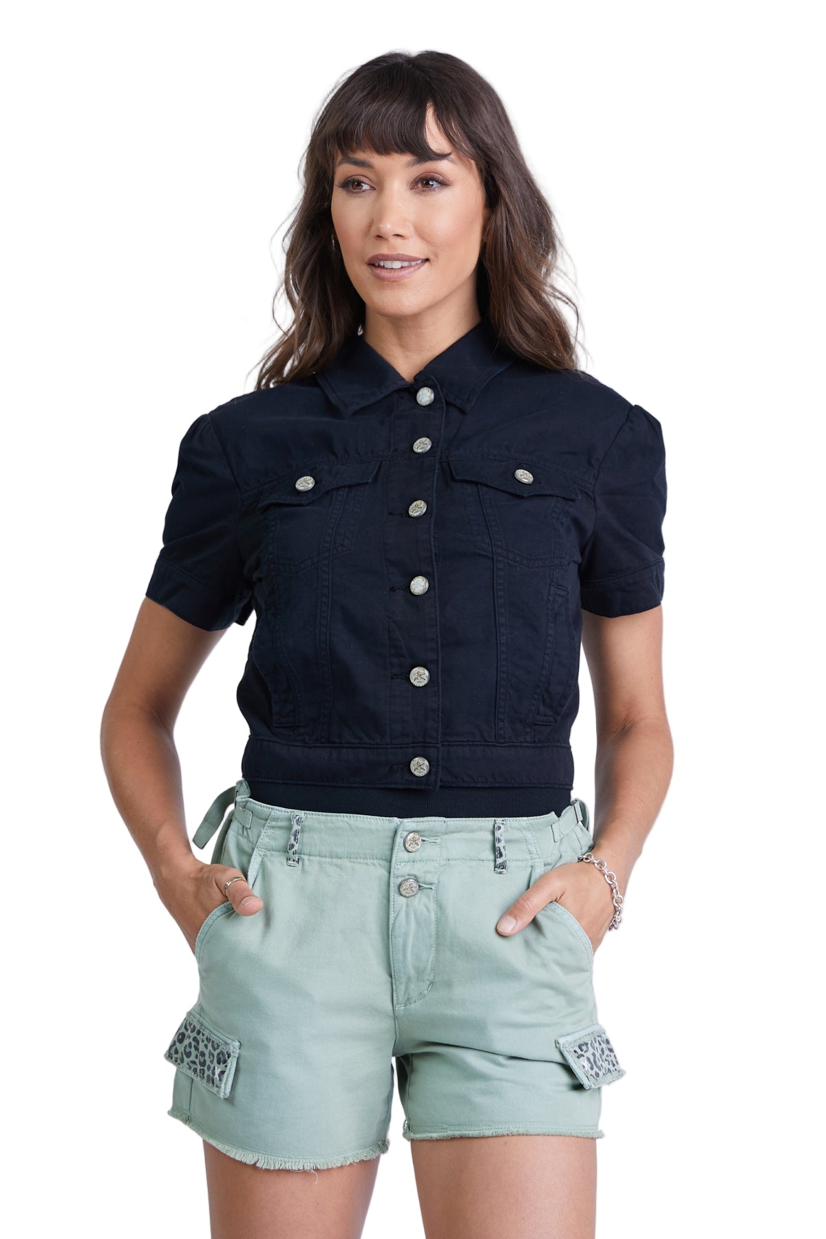Crop Jacket in Caviar