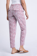 Pants with drawstring in Red Ditsy Flowers