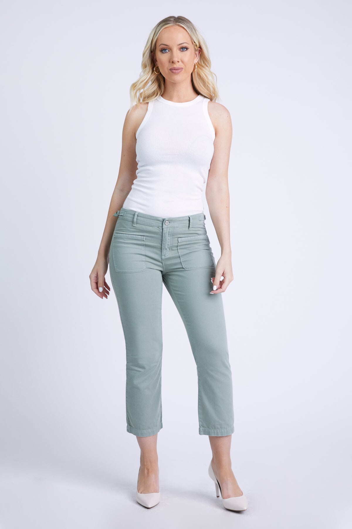 Flare crop pants in Tea