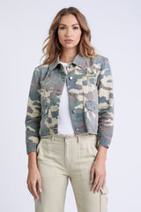 Collared crop jacket in Army Camo