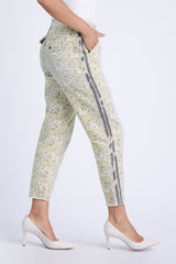 Pants with side stripes in Yellow Ditsy Flowers