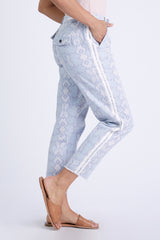 Pants with side stripes in Blue Snake