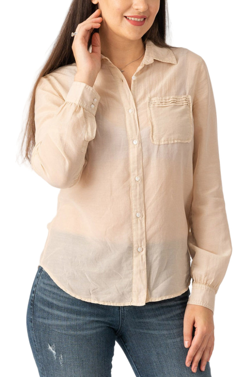 Silk long sleeves blouse in Tapioca
