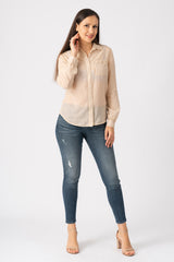 Silk long sleeves blouse in Tapioca