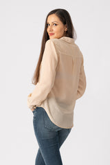 Silk long sleeves blouse in Tapioca