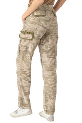 Silk cargo pants in White Camo