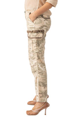 Tencel cargo pants with embroidery in White Camo
