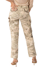 Tencel cargo pants with embroidery in White Camo