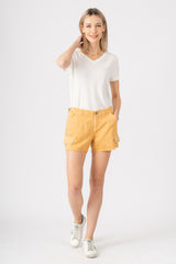 Shorts with raw stripes in Honey Yellow