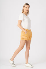 Shorts with raw stripes in Honey Yellow