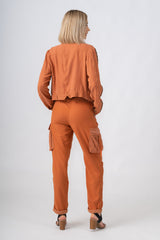 Tencel rolled cargo with lace in Toffee Brown