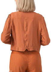 Tencel jacket with side tapes in Toffee Brown