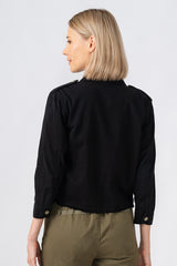 Collared crop jacket in Caviar